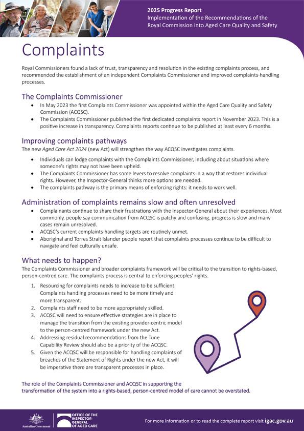 Complaints – 2025 progress report
