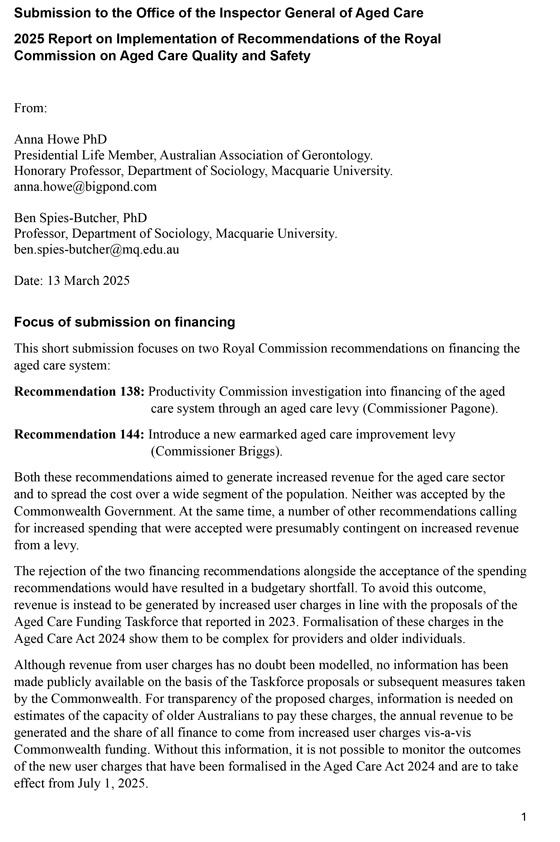 OIGAC 2025 progress report – Submission – A. Howe and B. Spies-Butcher