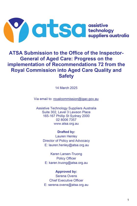 OIGAC 2025 progress report – Submission – Assistive Technology Suppliers Australia