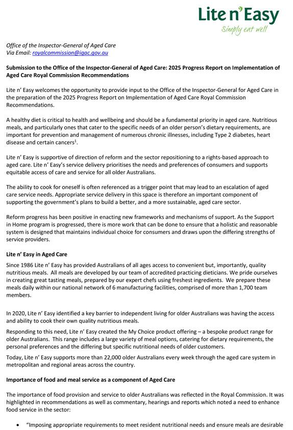 OIGAC 2025 progress report – Submission – Lite n' Easy