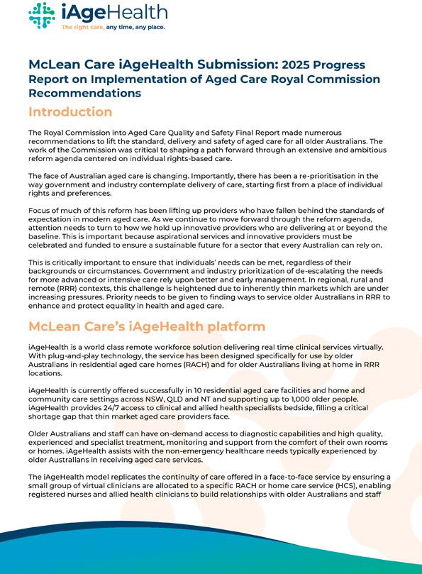 OIGAC 2025 progress report – Submission – McLean Care iAgeHealth
