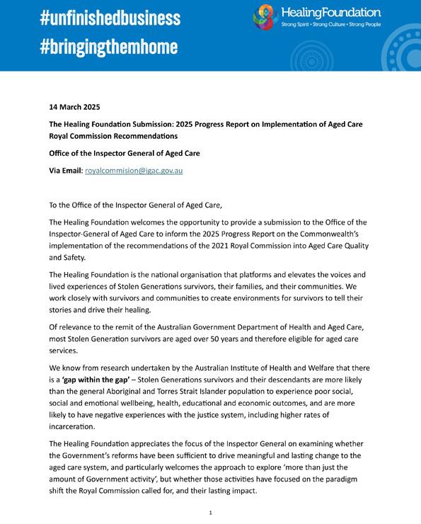 OIGAC 2025 progress report – Submission – The Healing Foundation