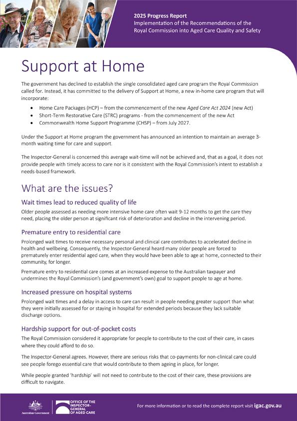 Support at Home – 2025 progress report