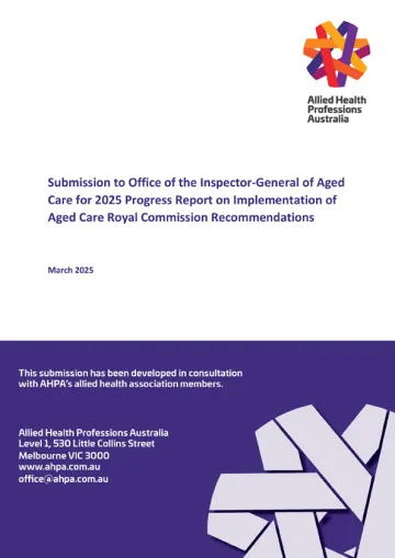 OIGAC 2025 progress report – Submission – Allied Health Professions Australia