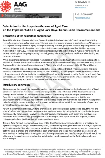 OIGAC 2025 progress report – Submission – Australian Association of Gerontology