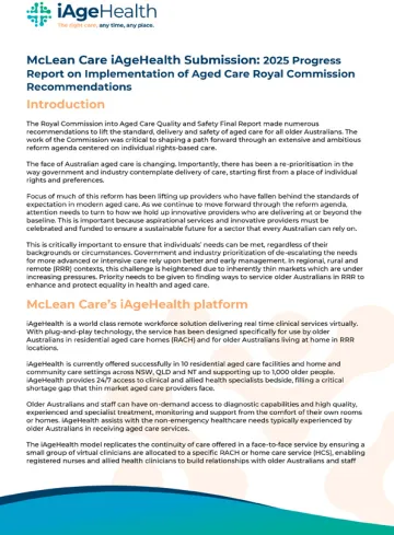 OIGAC 2025 progress report – Submission – McLean Care iAgeHealth