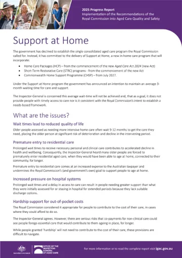 Support at Home – 2025 progress report