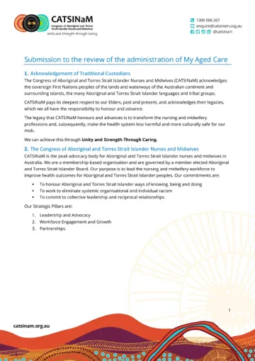 My Aged Care Review – Submission – Congress of Aboriginal and Torres Strait Islander Nurses and Midwives