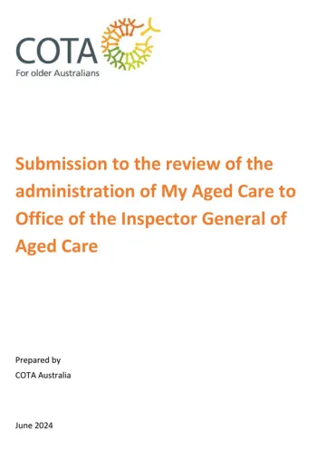My Aged Care Review – Submission – COTA Australia