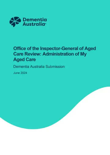 My Aged Care Review – Submission – Dementia Australia