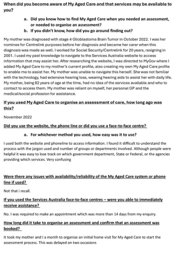 My Aged Care Review – Submission – Karen Strauss