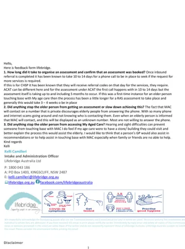 My Aged Care Review – Submission – Lifebridge Australia Ltd