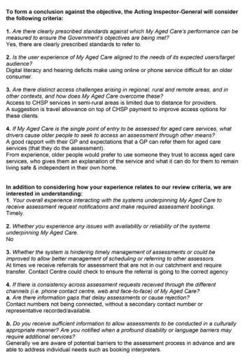 My Aged Care Review – Submission – Nillumbik Shire Council